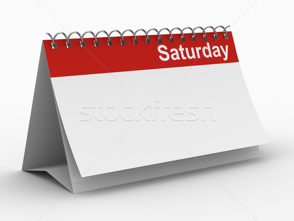 Stockfoto: Kalender · zaterdag · witte · geïsoleerd · 3D · afbeelding