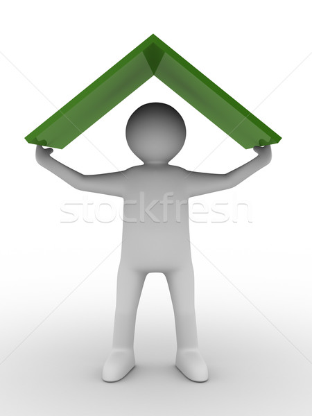 Mann Dach weiß isoliert 3D Bild Stock foto © ISerg