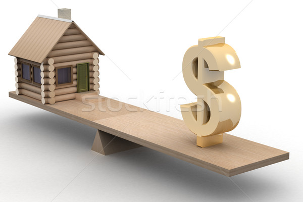 Foto stock: Casa · dólar · balança · 3D · imagem · casa