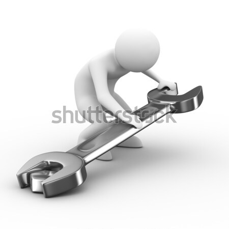 Man hamer nagels geïsoleerd 3D afbeelding Stockfoto © ISerg