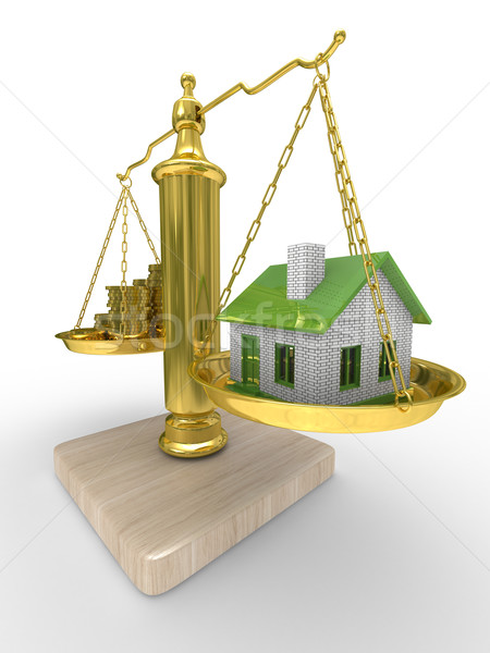 house and cashes on scales. Isolated 3D image Stock photo © ISerg