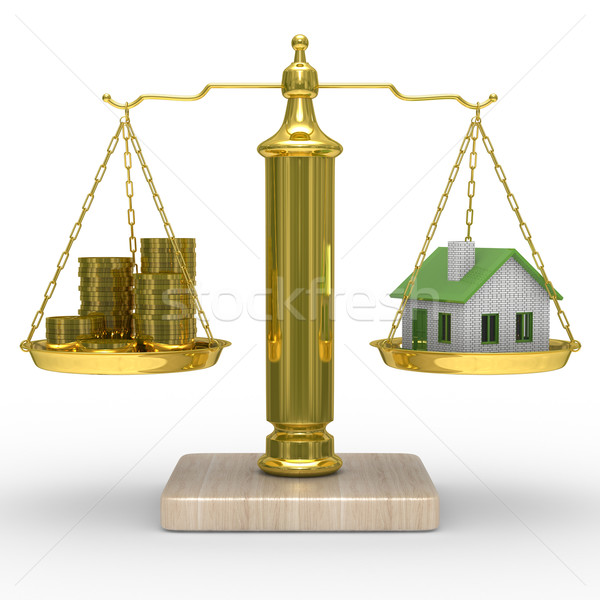 house and cashes on scales. Isolated 3D image Stock photo © ISerg