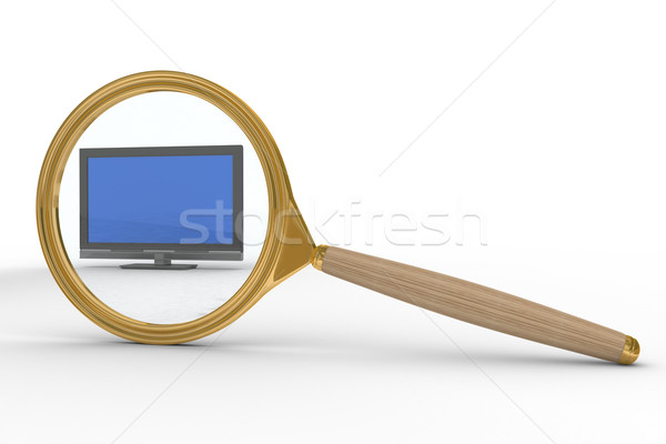 Stockfoto: Vergrootglas · tv · witte · geïsoleerd · 3D · afbeelding