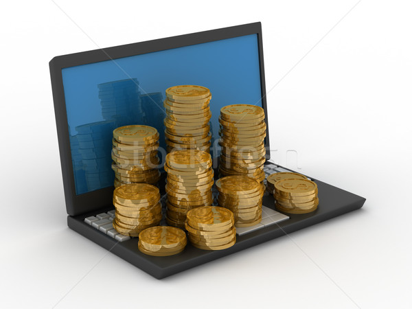 Computer and cashes. Isolated 3D image Stock photo © ISerg