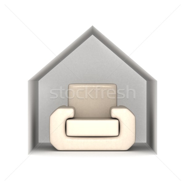 Armchair under a house roof. 3D image. Stock photo © ISerg