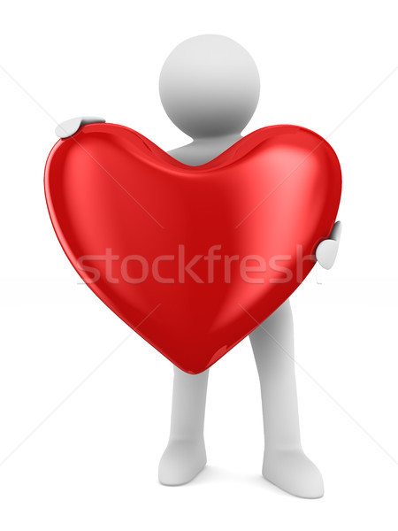 Man and heart on white background. Isolated 3D illustration Stock photo © ISerg