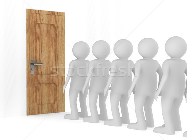 People standing one after another before closed door Stock photo © ISerg