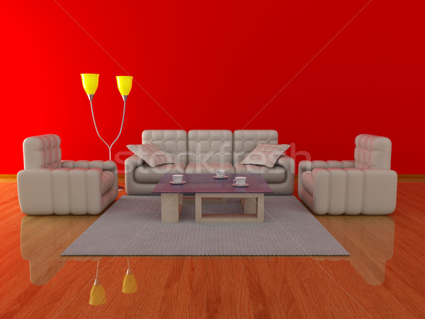 Innenraum Wohnzimmer 3D Bild home Tabelle Stock foto © ISerg
