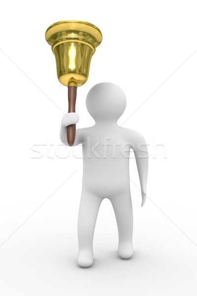 gold hand bell and man. Isolated 3D image Stock photo © ISerg