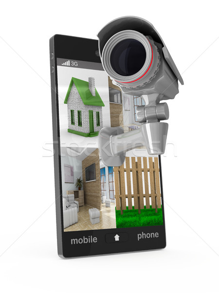 Zdjęcia stock: Telefonu · kamery · biały · odizolowany · 3D · obraz