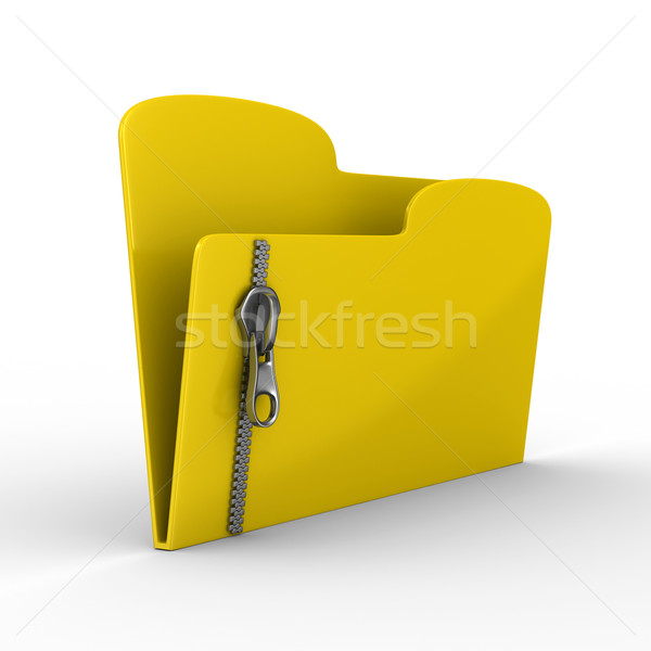 Amarillo ordenador carpeta cremallera aislado 3D Foto stock © ISerg