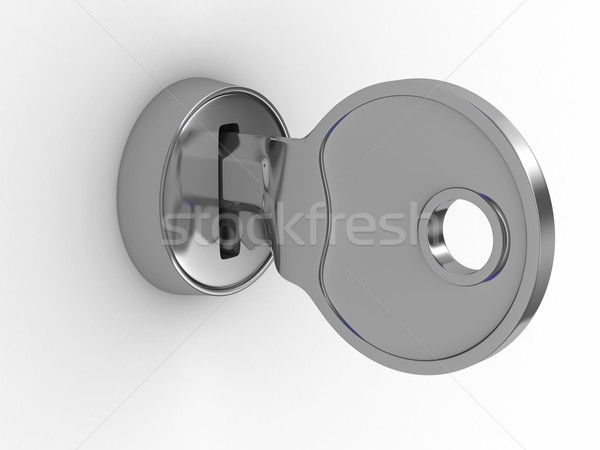 Foto d'archivio: Isolato · chiave · lock · bianco · 3D · immagine