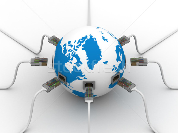 Stock fotó: Globális · kommunikáció · világ · 3D · kép · laptop · technológia