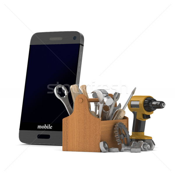 Stockfoto: Telefoon · dienst · witte · geïsoleerd · 3D · afbeelding