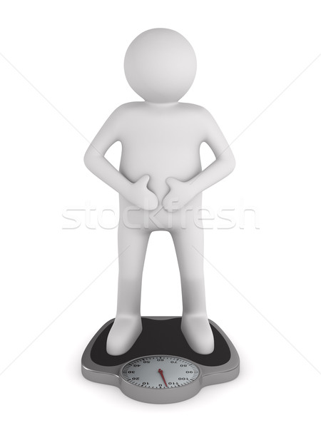 Stock photo: man on floor scales. Isolated 3D image