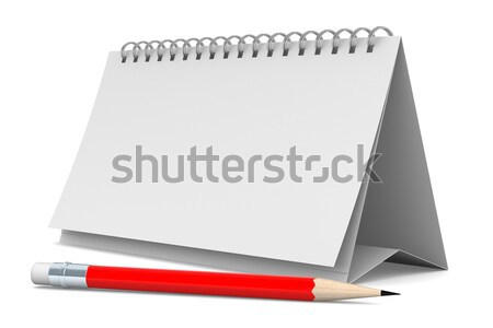 Foto stock: Cuaderno · lápiz · blanco · aislado · 3D · imagen