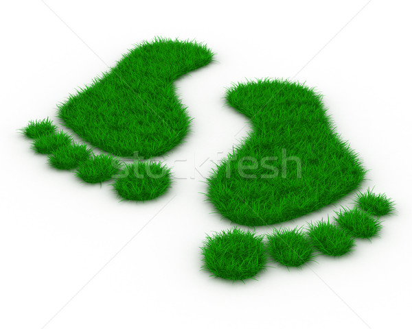Stock photo: Trace foot from grass. Isolated 3D image
