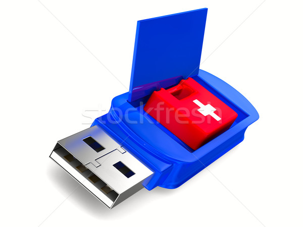 rescue usb flash drive on white background. Isolated 3D image Stock photo © ISerg