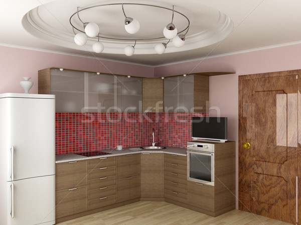Interior of modern kitchen. 3D image. Stock photo © ISerg