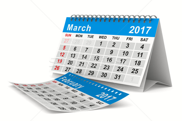 Stock photo: 2017 year calendar. March. Isolated 3D image