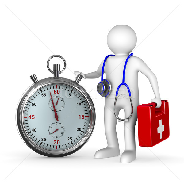 doctor with stethoscope and stopwatch on white background. Isola Stock photo © ISerg