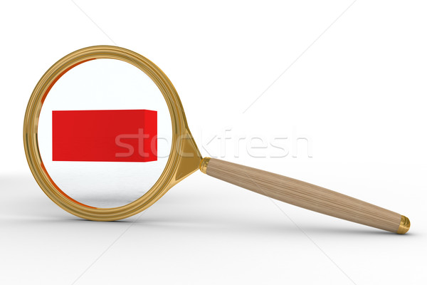 Stock photo: Magnifier and sign minus on white background. Isolated 3D image