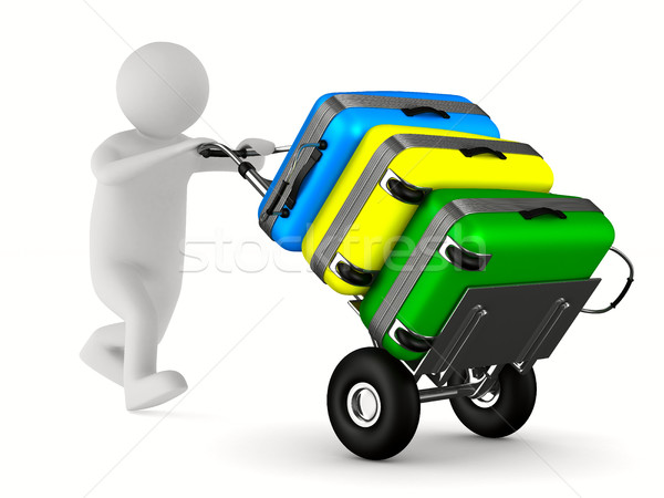 hand truck with bags on white background. Isolated 3D image Stock photo © ISerg