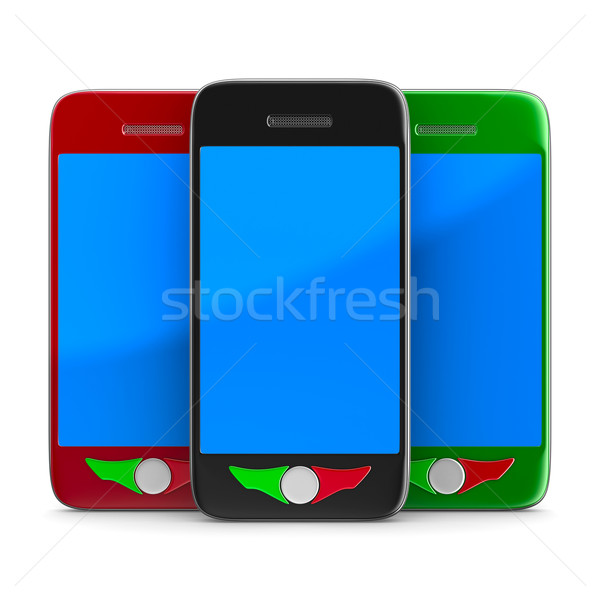 Três telefone branco isolado 3D imagem Foto stock © ISerg