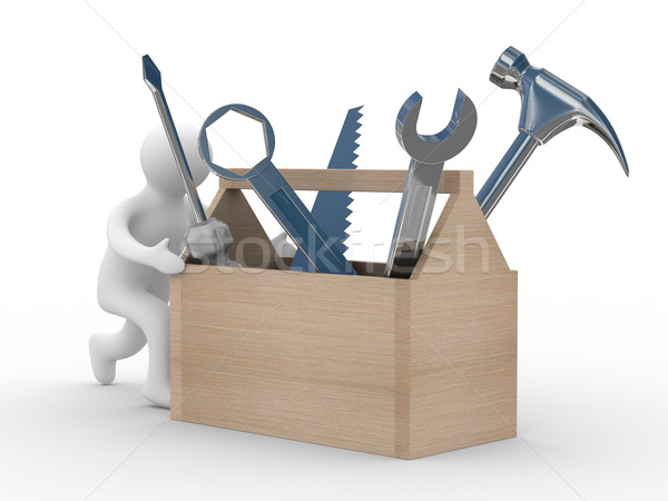 repairman with the tool on a white background. 3D image Stock photo © ISerg