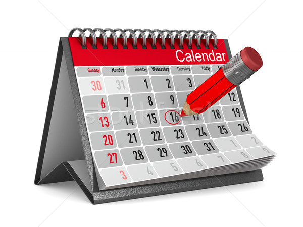 calendar with noted date on white background. Isolated 3D illust Stock photo © ISerg