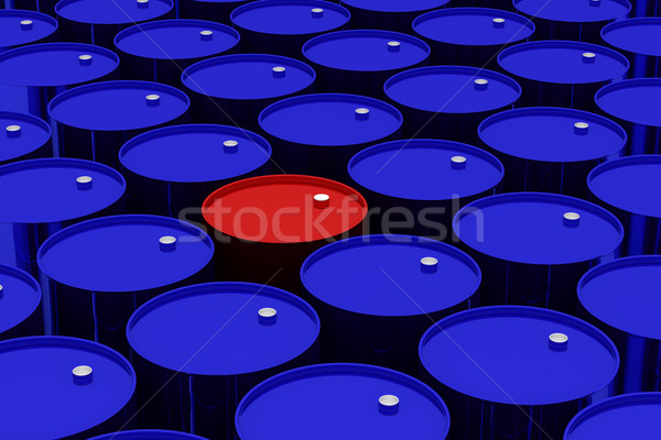 A lot of dark blue and one red vat. 3D image. Stock photo © ISerg