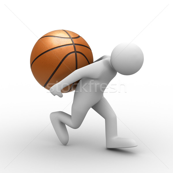 men carry ball on back. Isolated 3D image Stock photo © ISerg