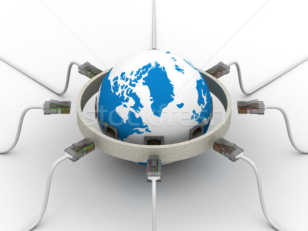 Stock photo: protected global network the Internet. 3D image.