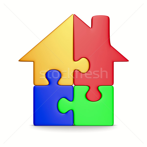 House from puzzle on white. Isolated 3D image Stock photo © ISerg