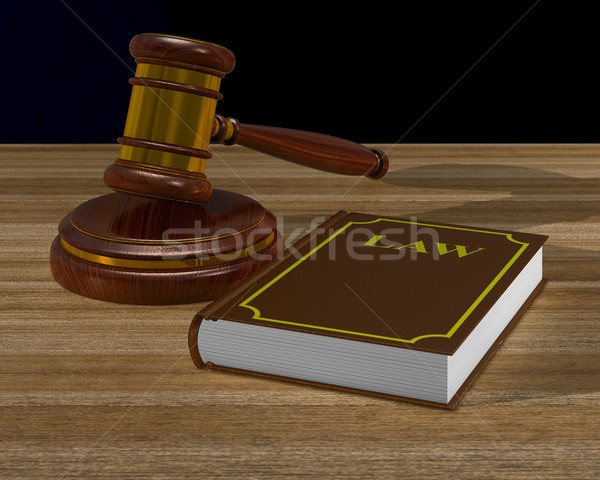 wooden gavel and book on table. 3D illustration Stock photo © ISerg
