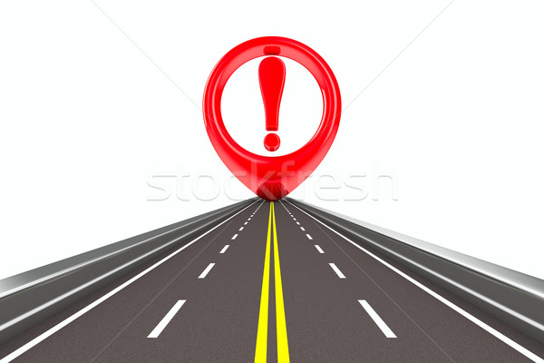 Exclamation sign on road. Isolated 3D image Stock photo © ISerg