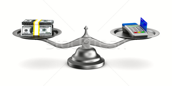 pos terminal and money on scale. Isolated 3D image Stock photo © ISerg
