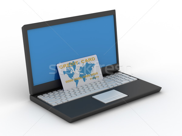 computer with a credit card on a white background. Isolated 3D image Stock photo © ISerg