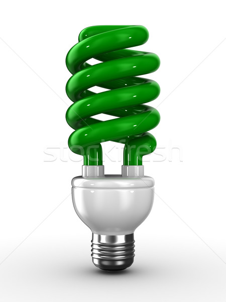Stock photo: energy saving bulb on white background. Isolated 3D image