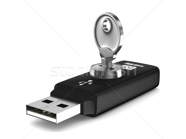 usb flash drive on white background. Isolated 3D image Stock photo © ISerg