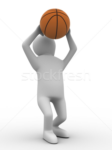 basketball player with ball on white background. Isolated 3D image Stock photo © ISerg