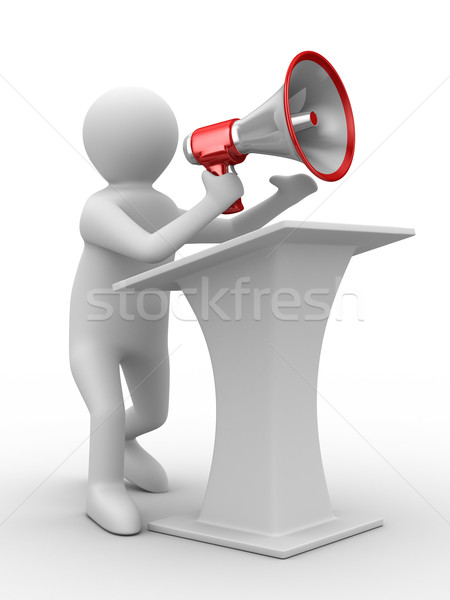 orator speaks in megaphone. Isolated 3D image Stock photo © ISerg