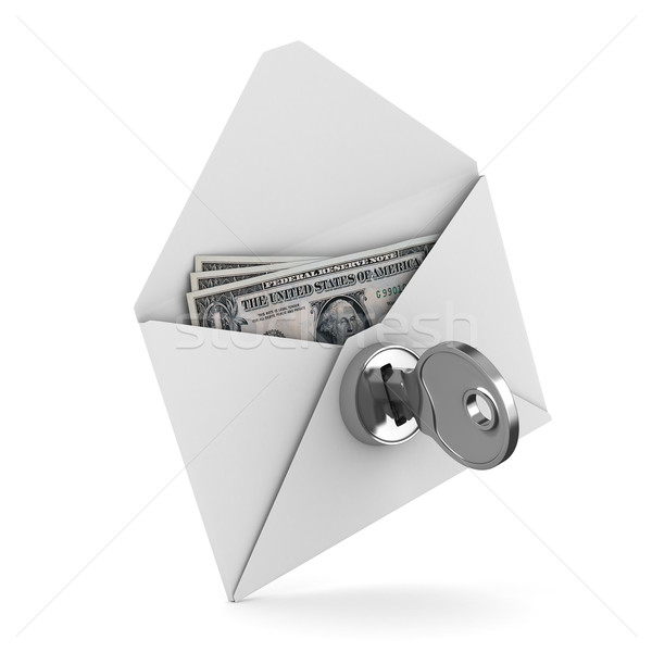 Stock photo: Money in envelope on white background. Isolated 3D image