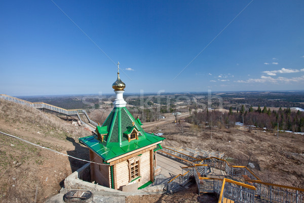 Holz Kapelle Russland Dauerwelle weiß Berg Stock foto © ISerg