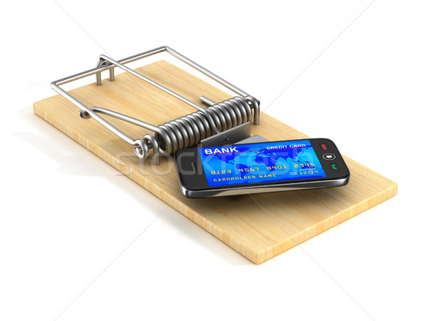 phone in mousetrap. Isolated 3D image Stock photo © ISerg