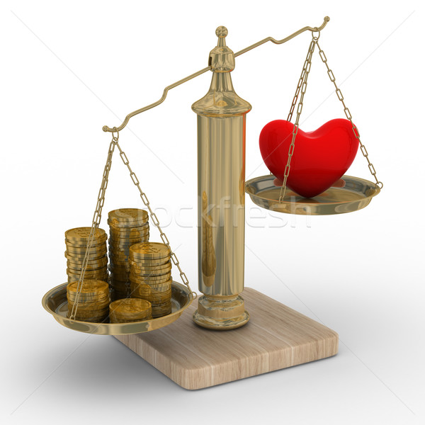 Herz Geld Skalen isoliert 3D Bild Stock foto © ISerg