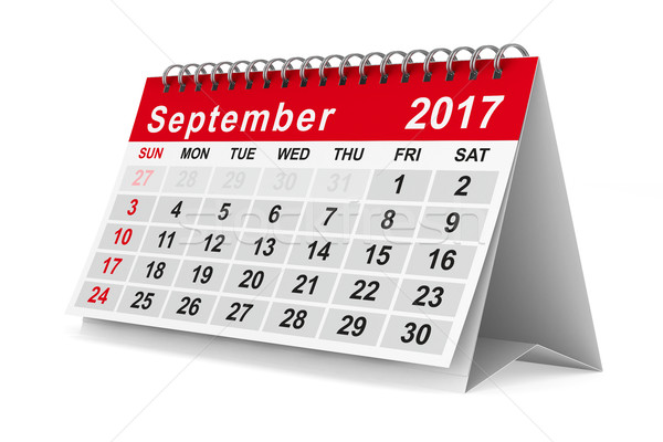 Stock photo: 2017 year calendar. September. Isolated 3D image