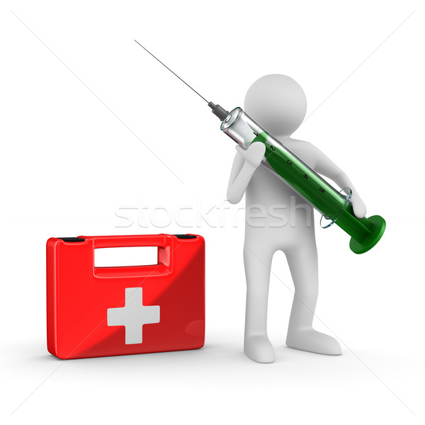 doctor with syringe on white. Isolated 3D image Stock photo © ISerg