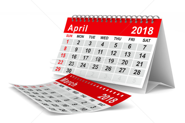 2018 year calendar. April. Isolated 3D illustration Stock photo © ISerg