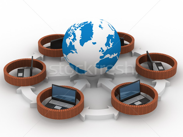 Beschermd globale netwerk internet 3D afbeelding Stockfoto © ISerg